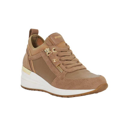 Taupe - Front - Dune London Womens-Ladies Eilisia Wedge Heel Trainers