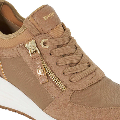 Taupe - Pack Shot - Dune London Womens-Ladies Eilisia Wedge Heel Trainers
