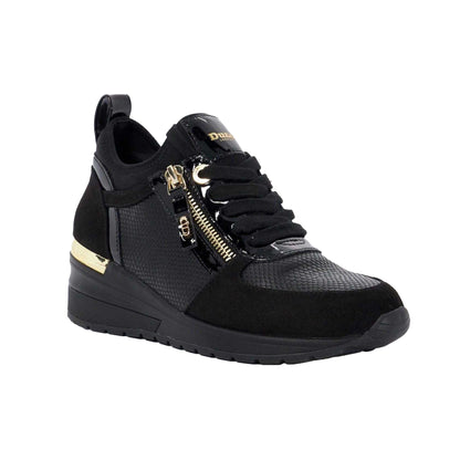 Black - Front - Dune London Womens-Ladies Eilisia Wedge Heel Trainers