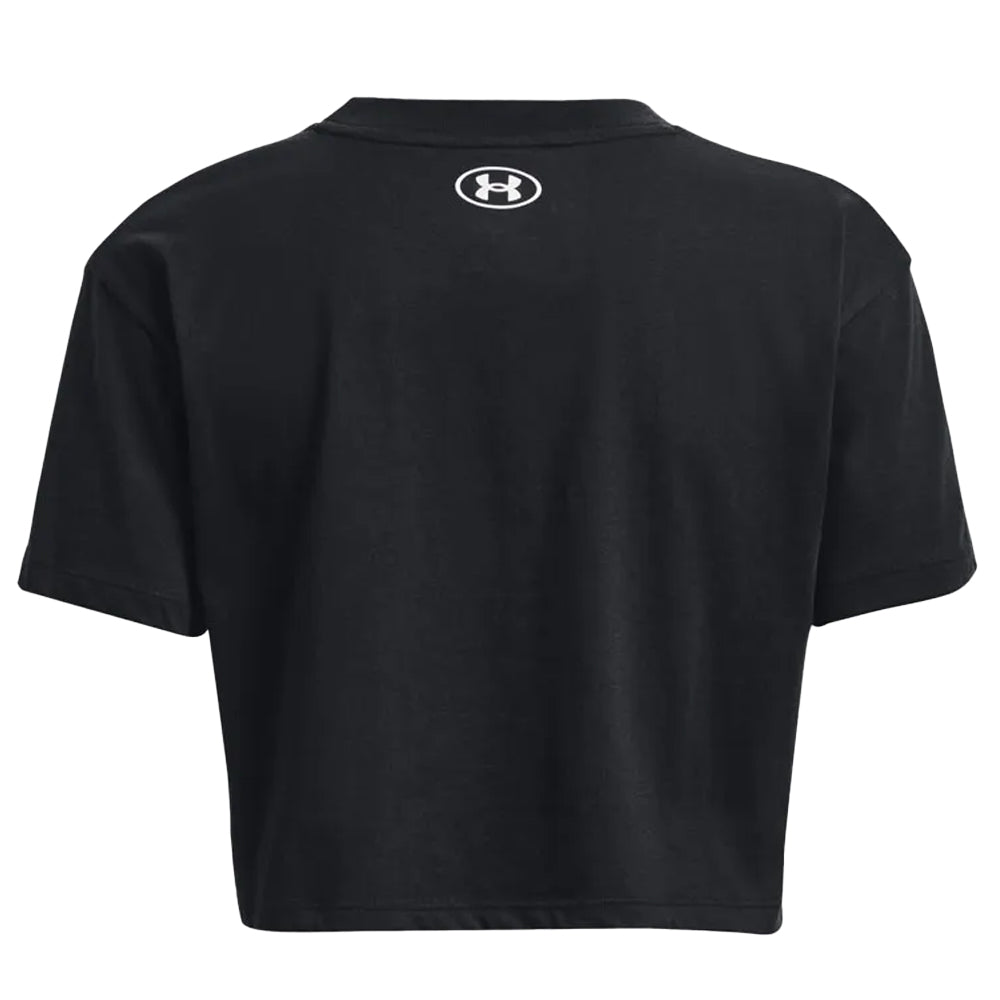 Black - Back - Under Armour Womens-Ladies Collegiate Short-Sleeved Crop T-Shirt
