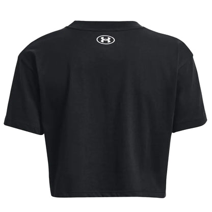 Black - Back - Under Armour Womens-Ladies Collegiate Short-Sleeved Crop T-Shirt