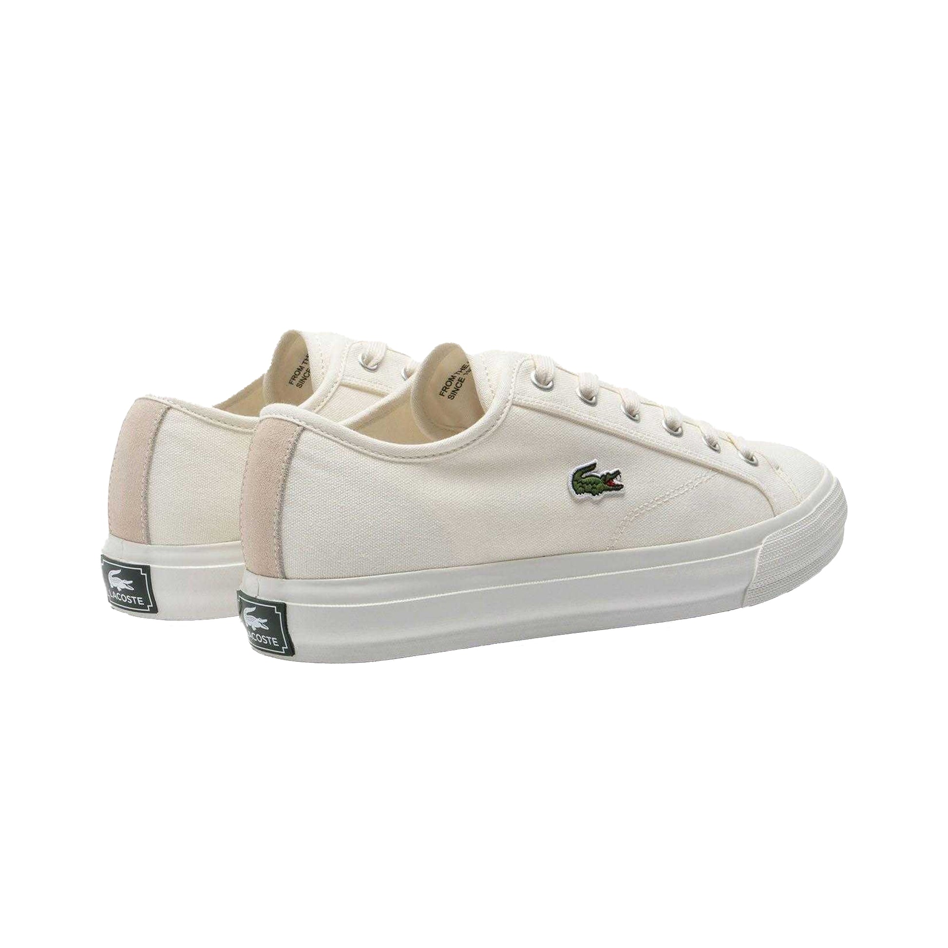 Beige - Back - Lacoste Mens Backcourt Canvas Low Trainers