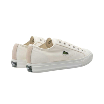 Beige - Back - Lacoste Mens Backcourt Canvas Low Trainers
