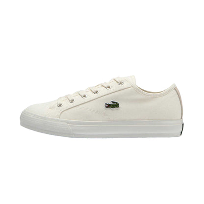 Beige - Side - Lacoste Mens Backcourt Canvas Low Trainers