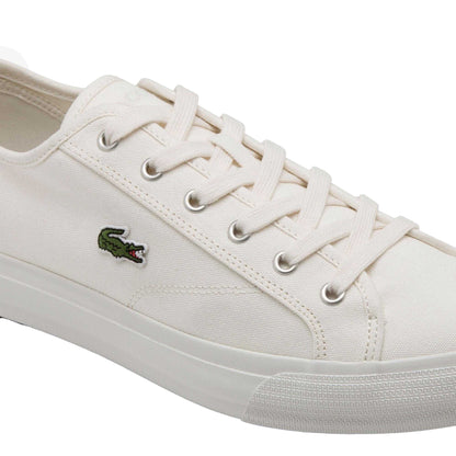 Beige - Pack Shot - Lacoste Mens Backcourt Canvas Low Trainers