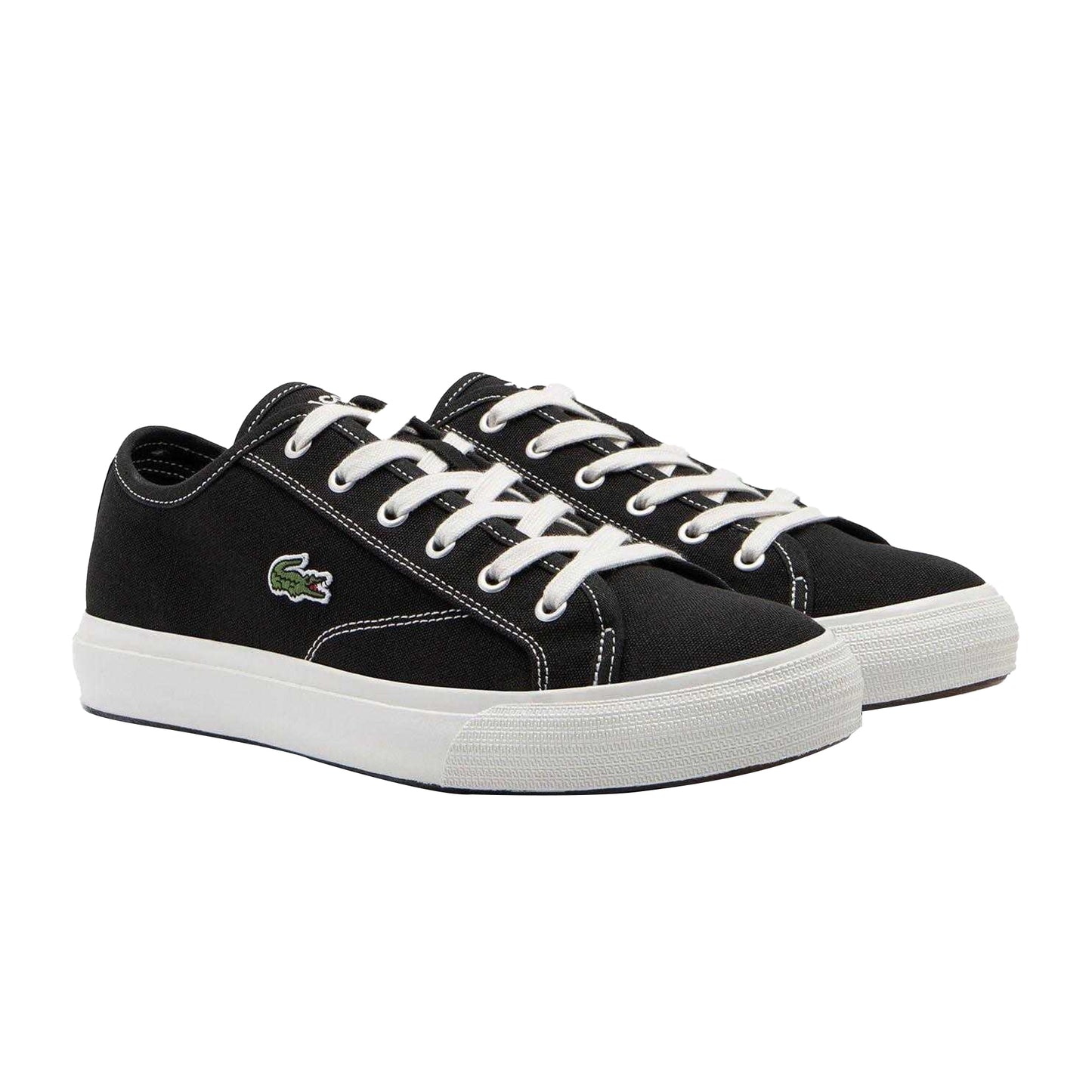 Black - Front - Lacoste Mens Backcourt Canvas Low Trainers