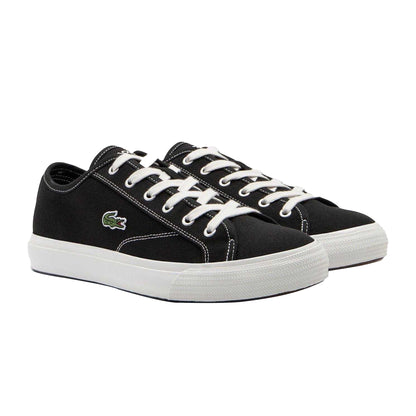 Black - Front - Lacoste Mens Backcourt Canvas Low Trainers