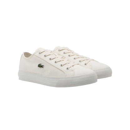 Beige - Front - Lacoste Mens Backcourt Canvas Low Trainers