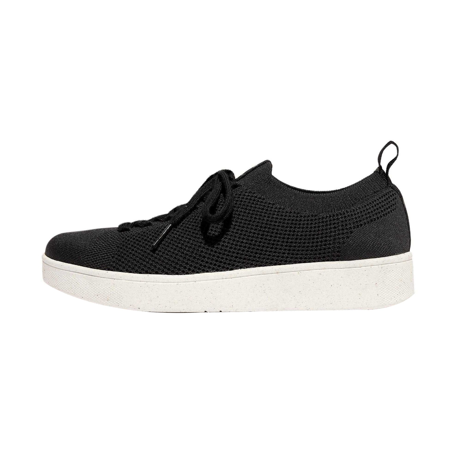 Black - Back - Fit Flop Womens-Ladies Rally E01 Knitted Trainers