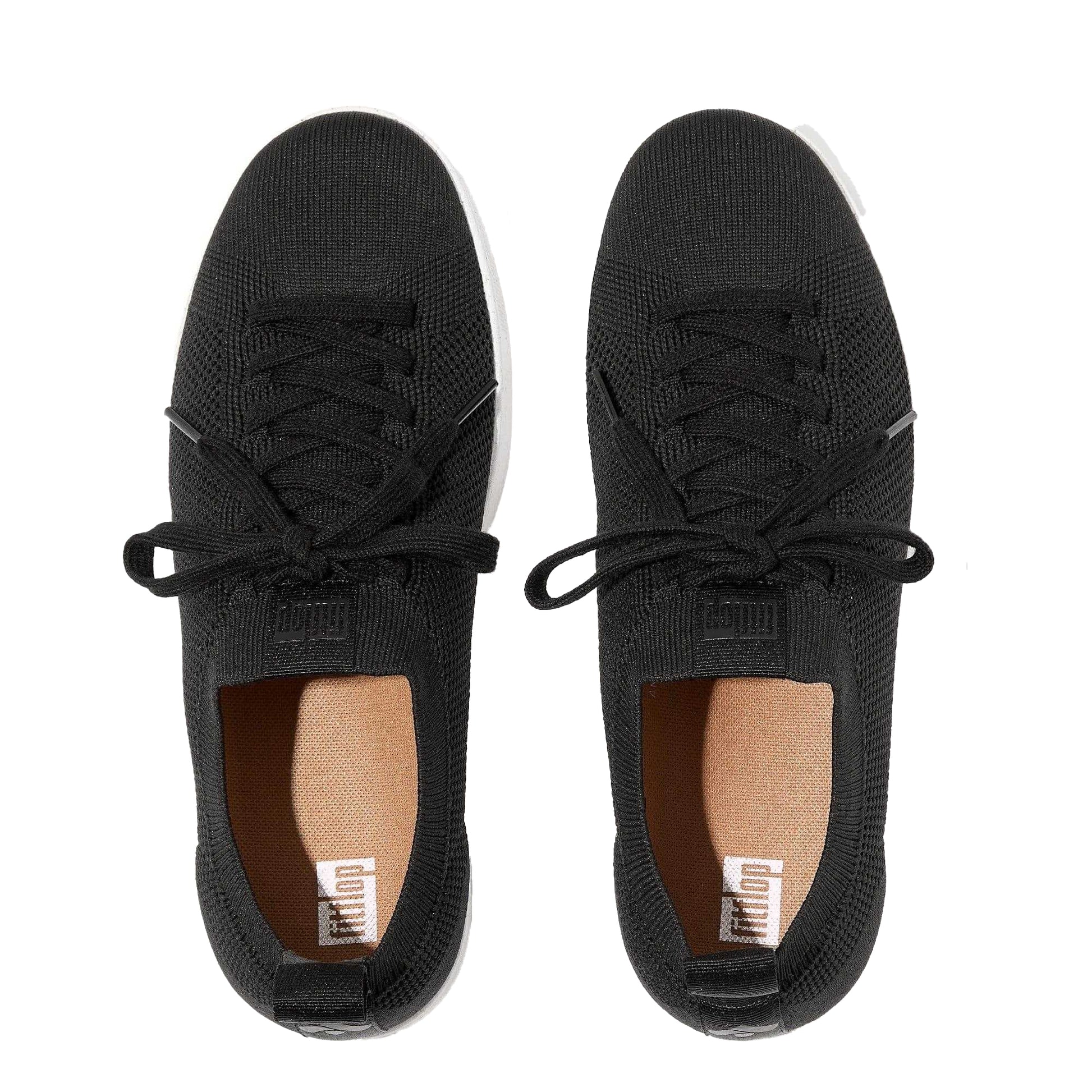 Black - Lifestyle - Fit Flop Womens-Ladies Rally E01 Knitted Trainers