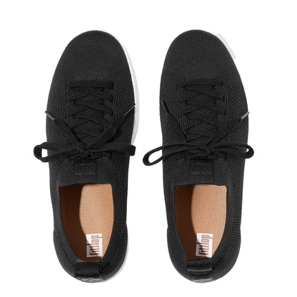 Black - Lifestyle - Fit Flop Womens-Ladies Rally E01 Knitted Trainers