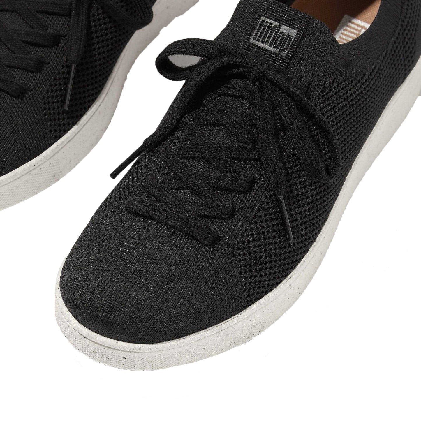 Black - Close up - Fit Flop Womens-Ladies Rally E01 Knitted Trainers