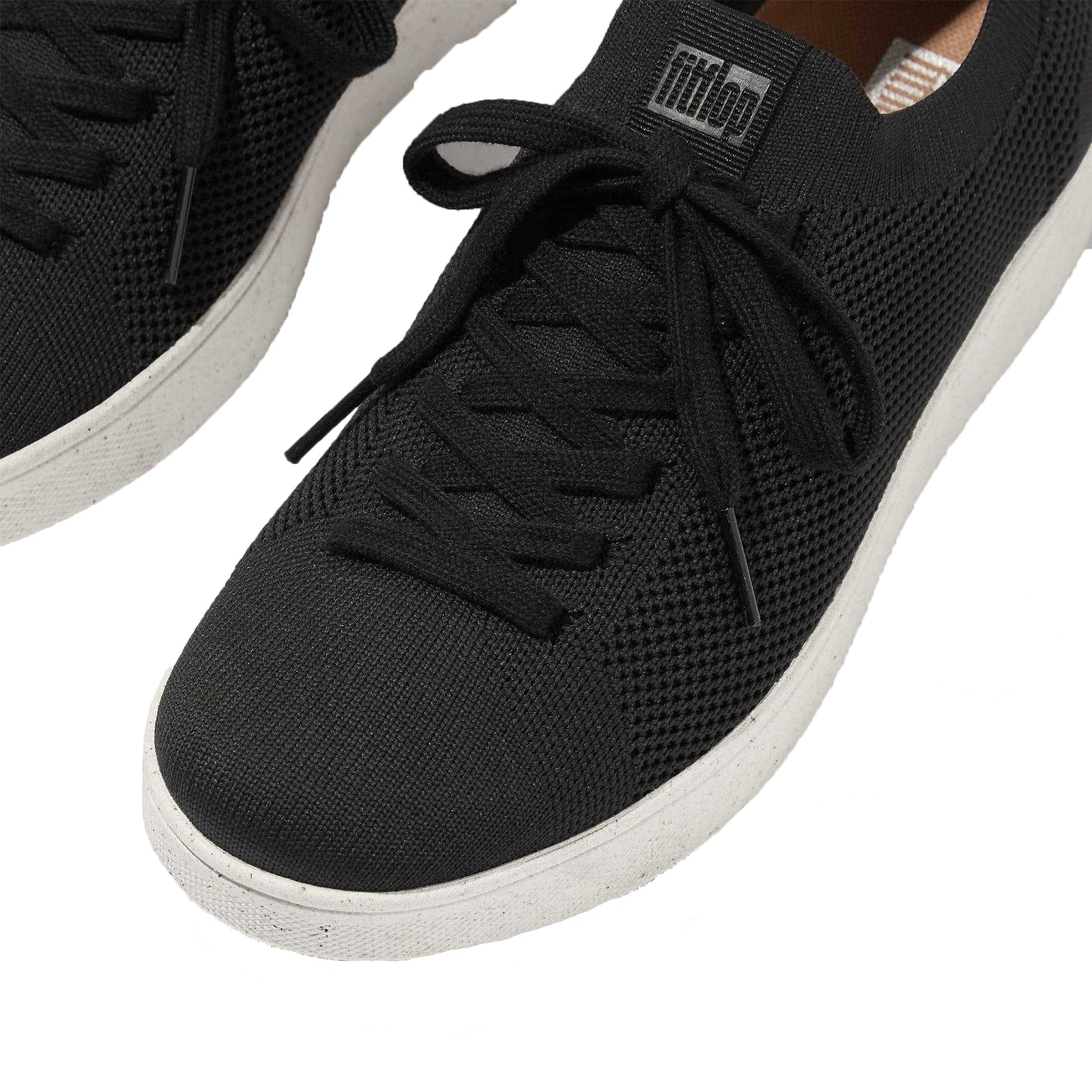 Black - Close up - Fit Flop Womens-Ladies Rally E01 Knitted Trainers