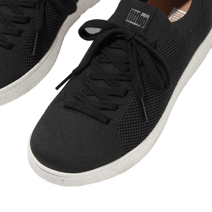 Black - Close up - Fit Flop Womens-Ladies Rally E01 Knitted Trainers