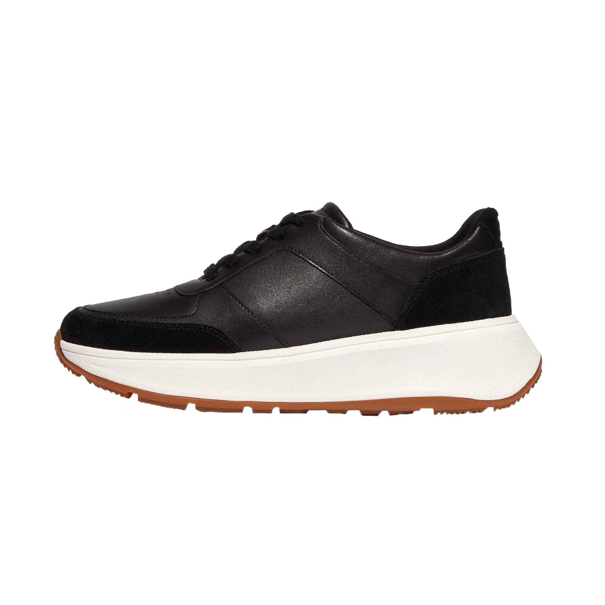 Black - Back - Fit Flop Womens-Ladies F-Mode Leather Flatform Trainers