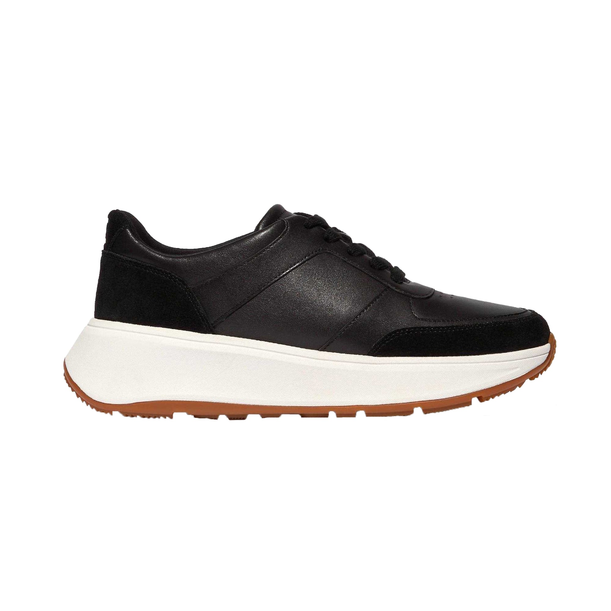 Black - Side - Fit Flop Womens-Ladies F-Mode Leather Flatform Trainers