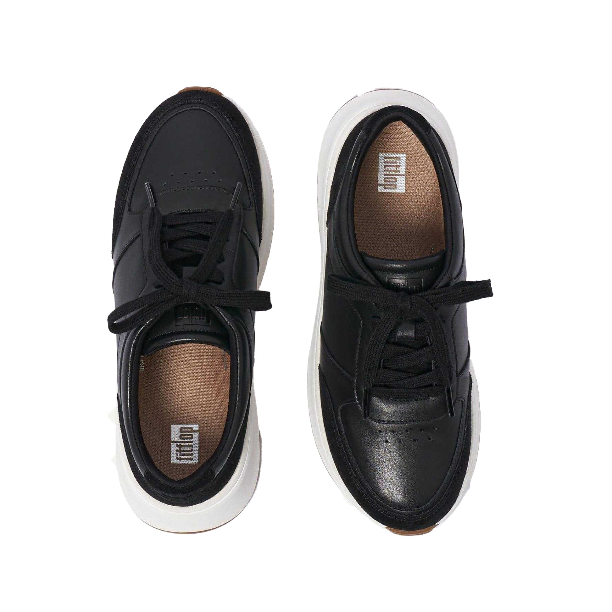 Black - Lifestyle - Fit Flop Womens-Ladies F-Mode Leather Flatform Trainers