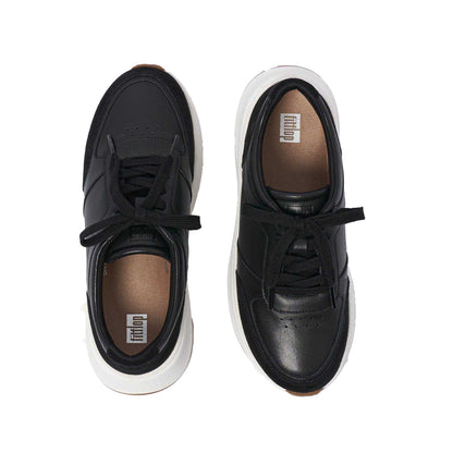 Black - Lifestyle - Fit Flop Womens-Ladies F-Mode Leather Flatform Trainers