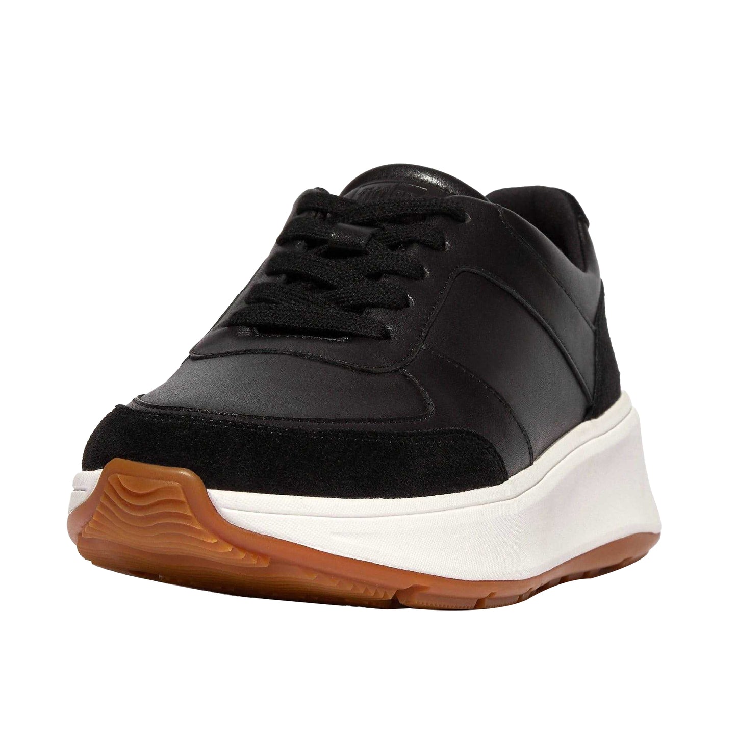 Black - Front - Fit Flop Womens-Ladies F-Mode Leather Flatform Trainers