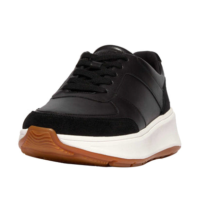 Black - Front - Fit Flop Womens-Ladies F-Mode Leather Flatform Trainers