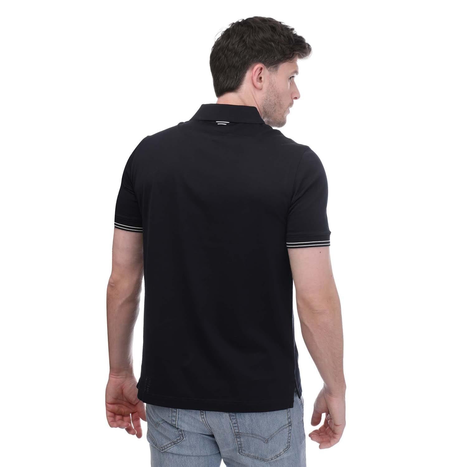Navy - Back - Mercery Mens Tipped Polo Shirt