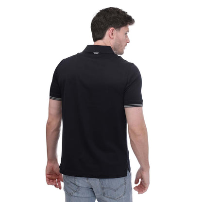 Navy - Back - Mercery Mens Tipped Polo Shirt