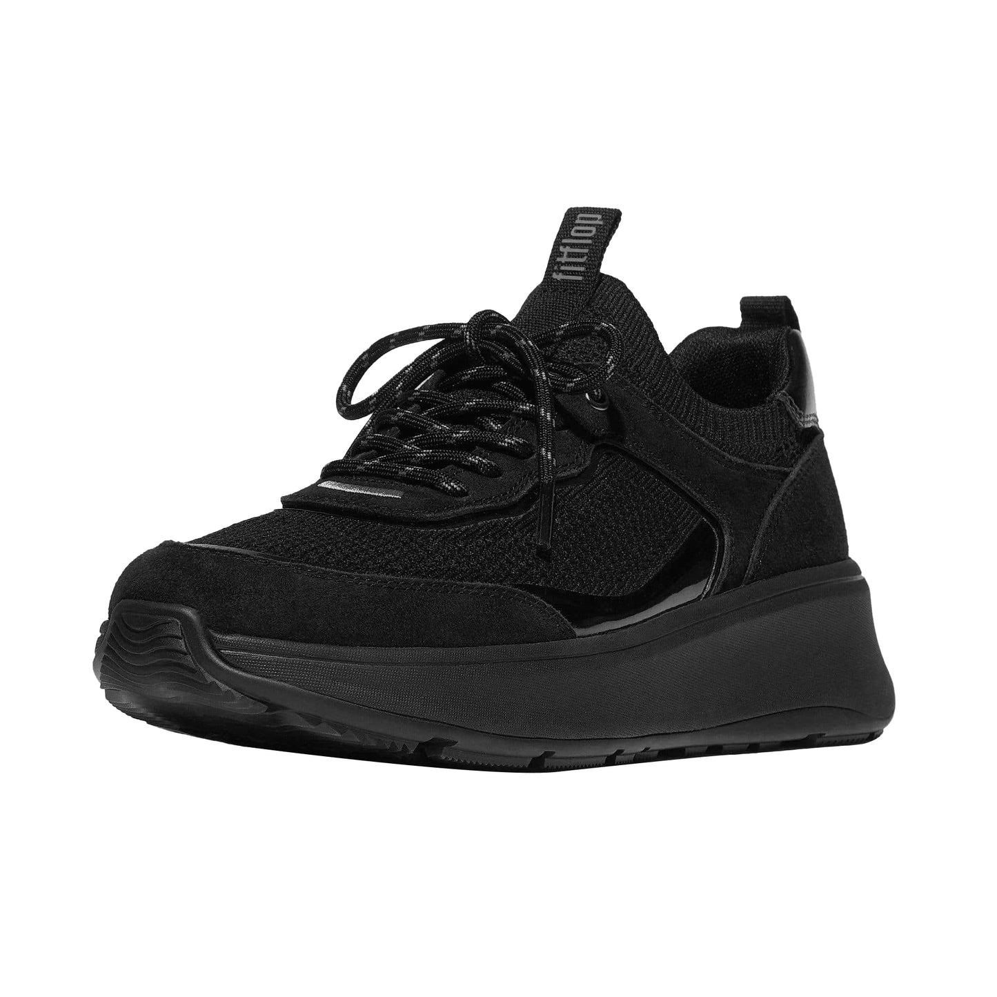 Black - Front - FitFlop Womens-Ladies F-Mode Suede Slip-In Trainers