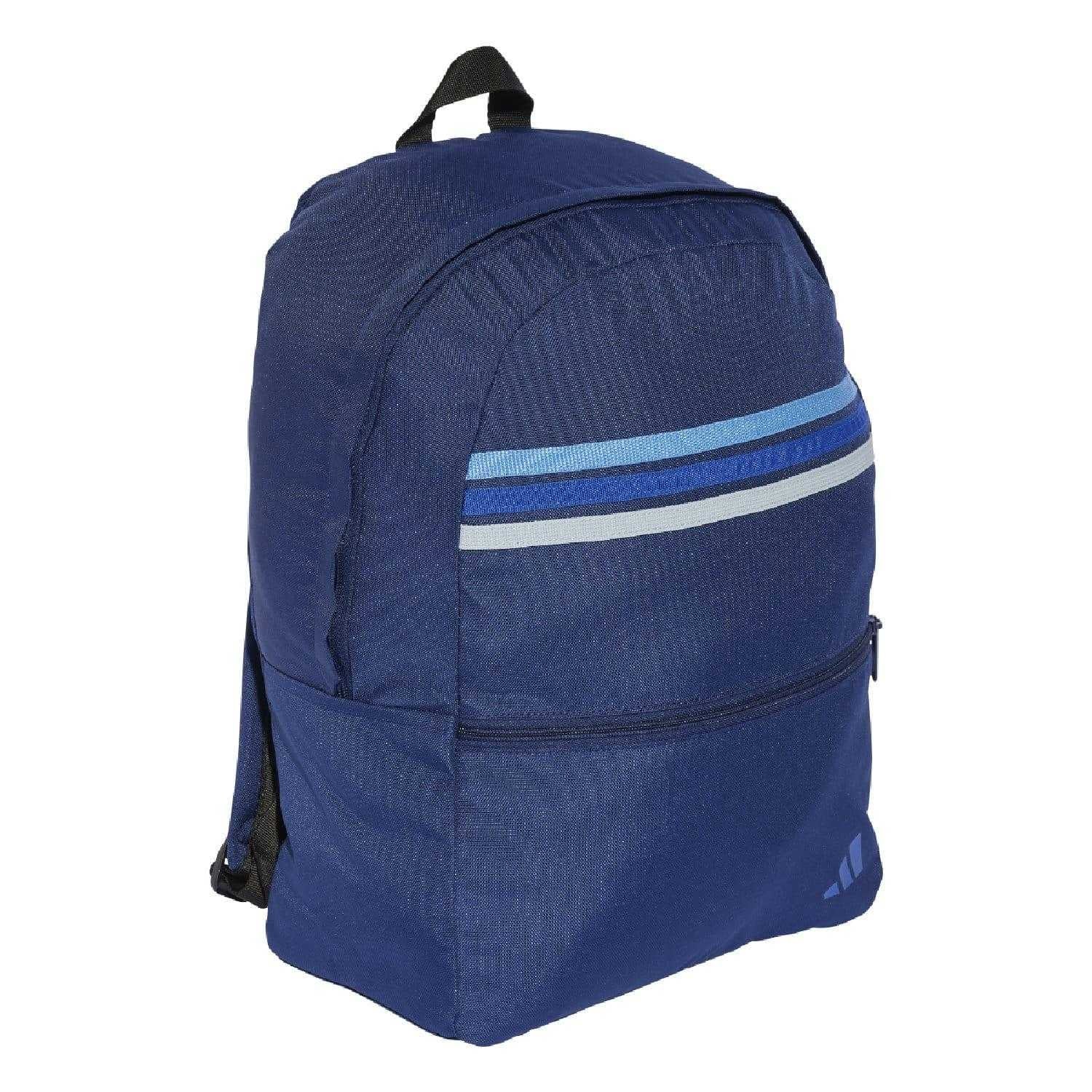 Blue - Front - Adidas Classic Back To School Stripe Backpack