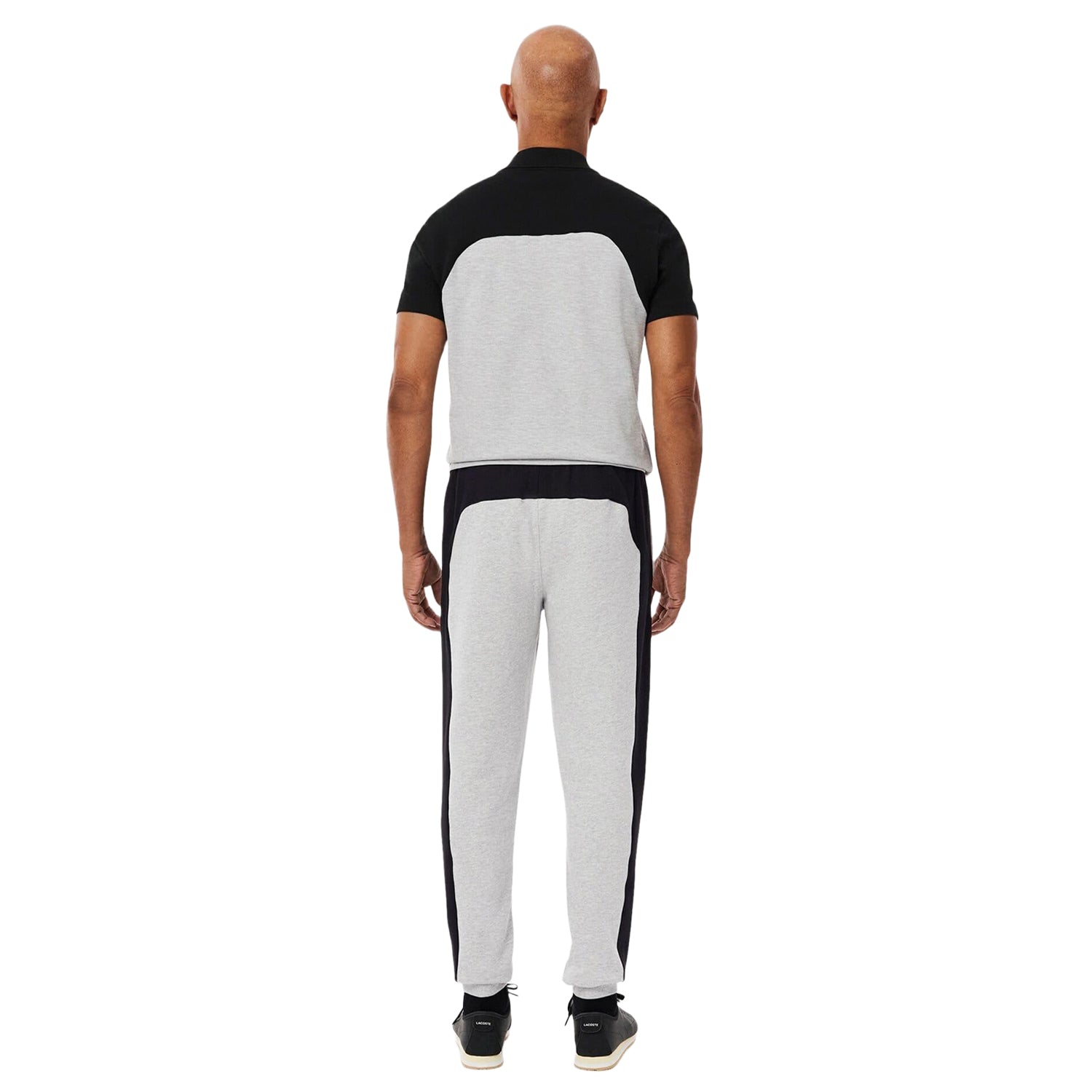Grey - Back - Lacoste Mens Colour Block Tapered Jogging Bottoms