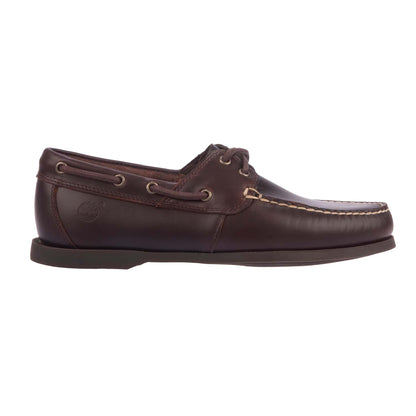 Brown - Side - Timberland Mens Cedar Bay Full Grain Leather Boat Shoes