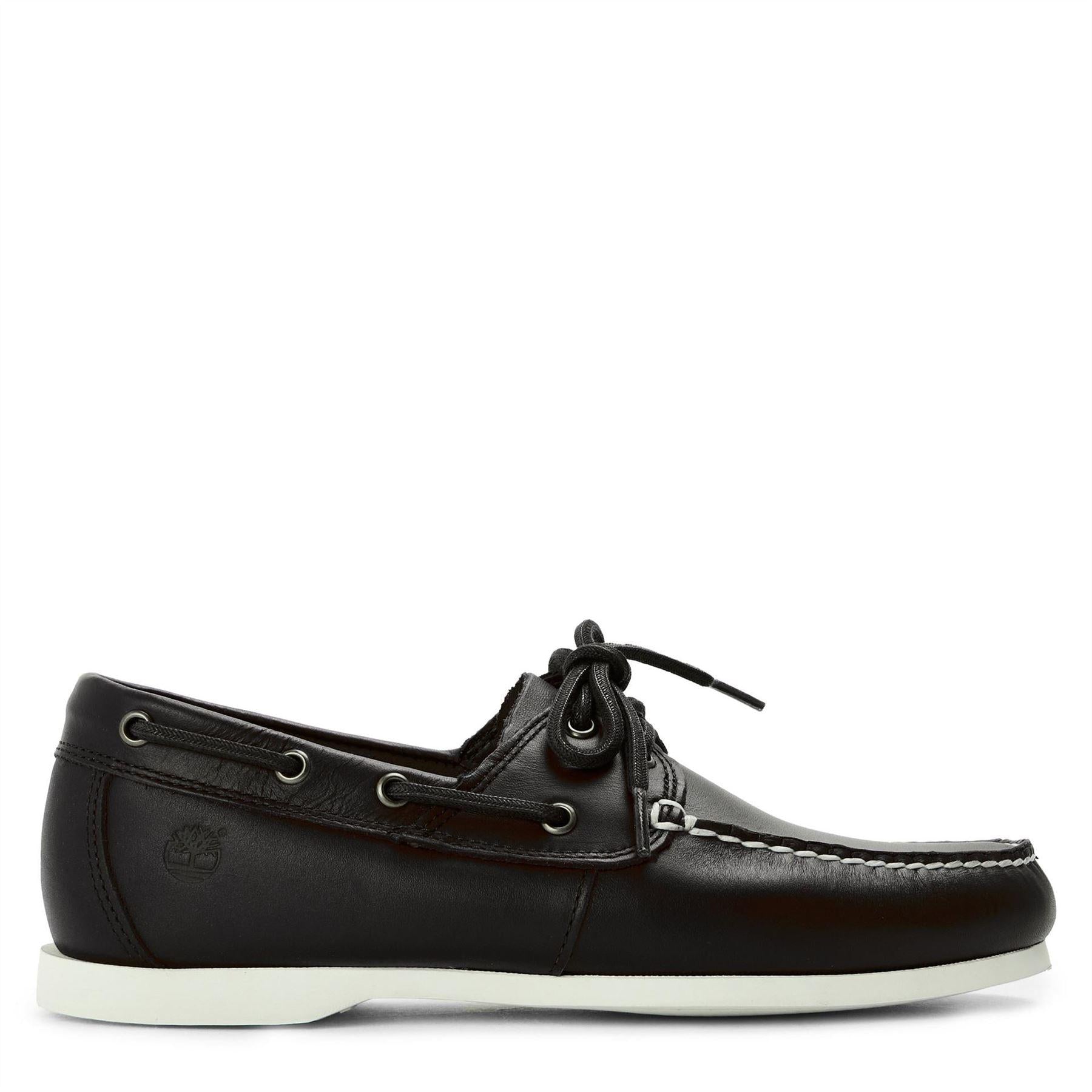 Navy - Back - Timberland Mens Cedar Bay Full Grain Leather Boat Shoes