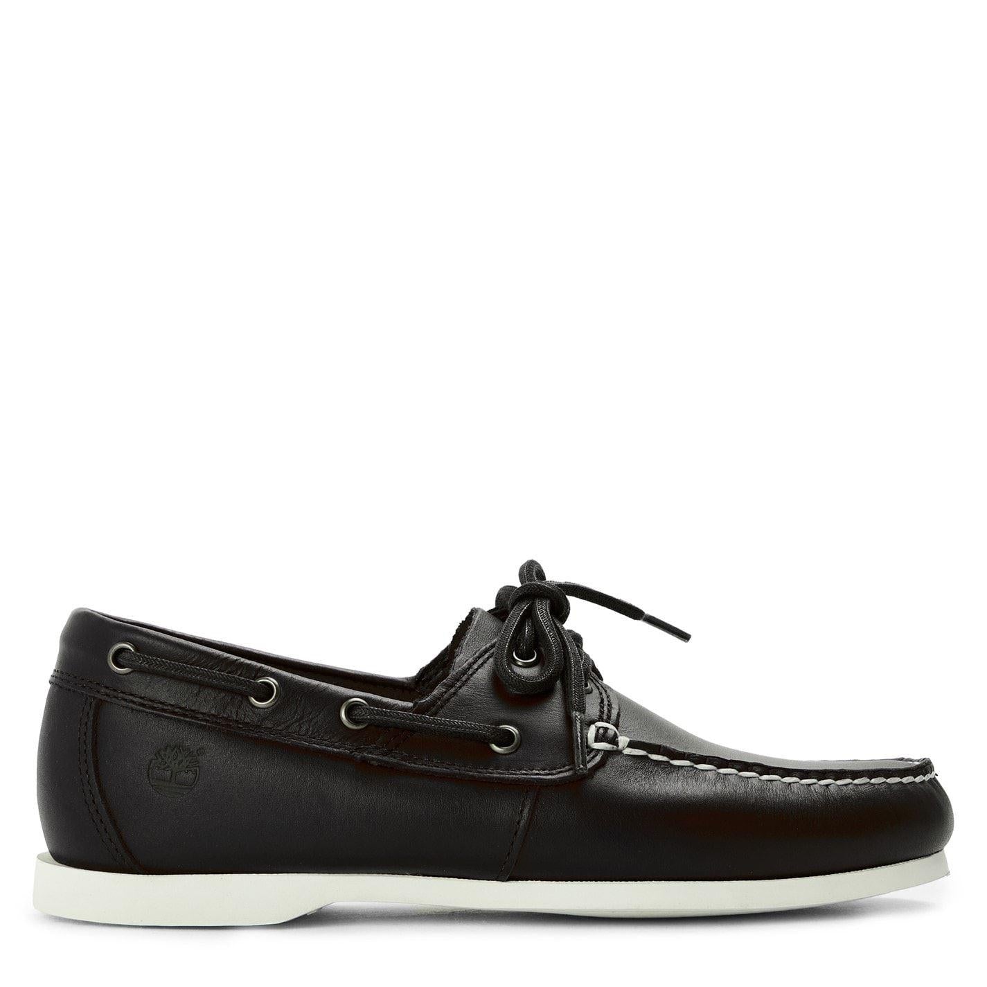 Navy - Side - Timberland Mens Cedar Bay Full Grain Leather Boat Shoes