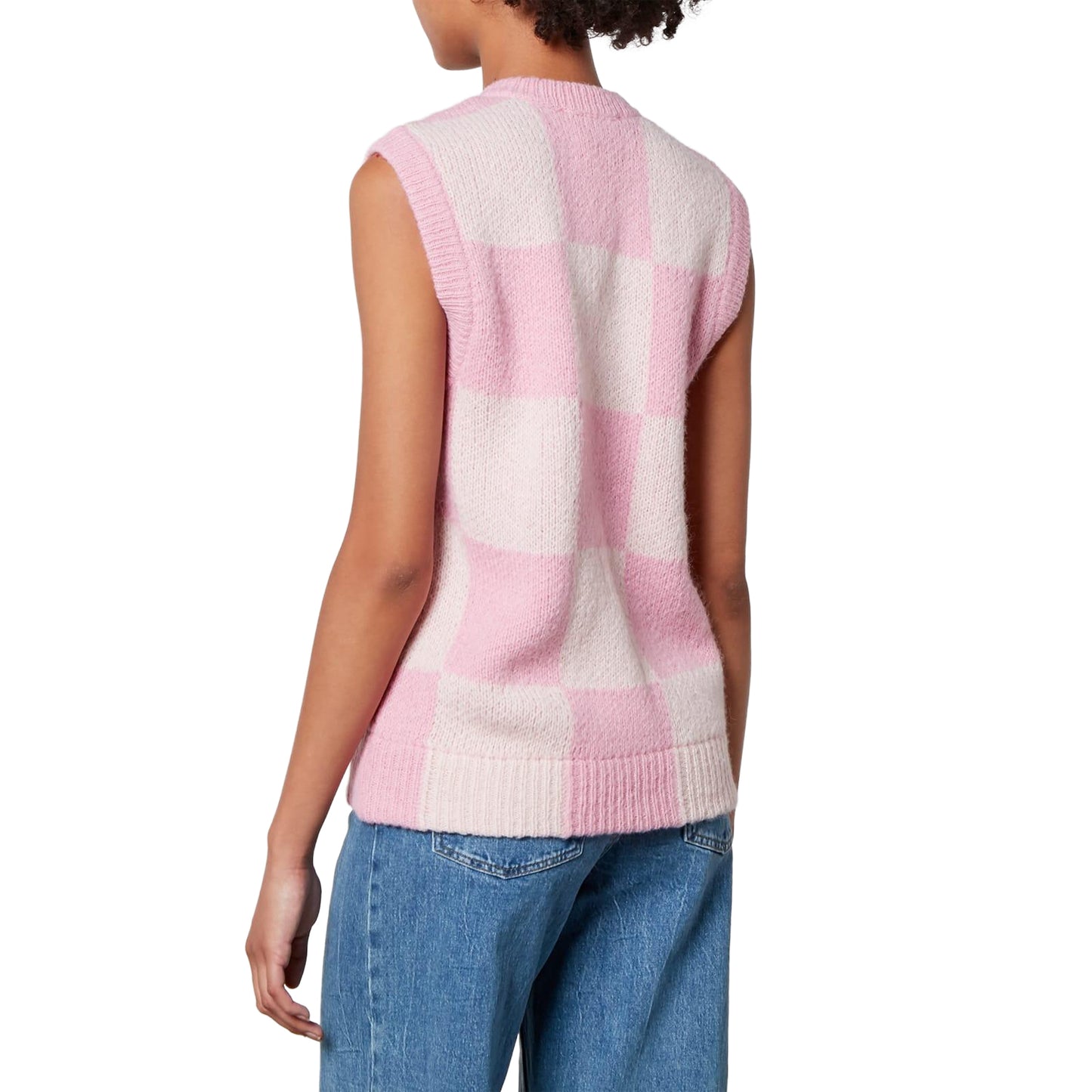 Purple - Back - Stine Goya Womens-Ladies Noa Checked Vest Top