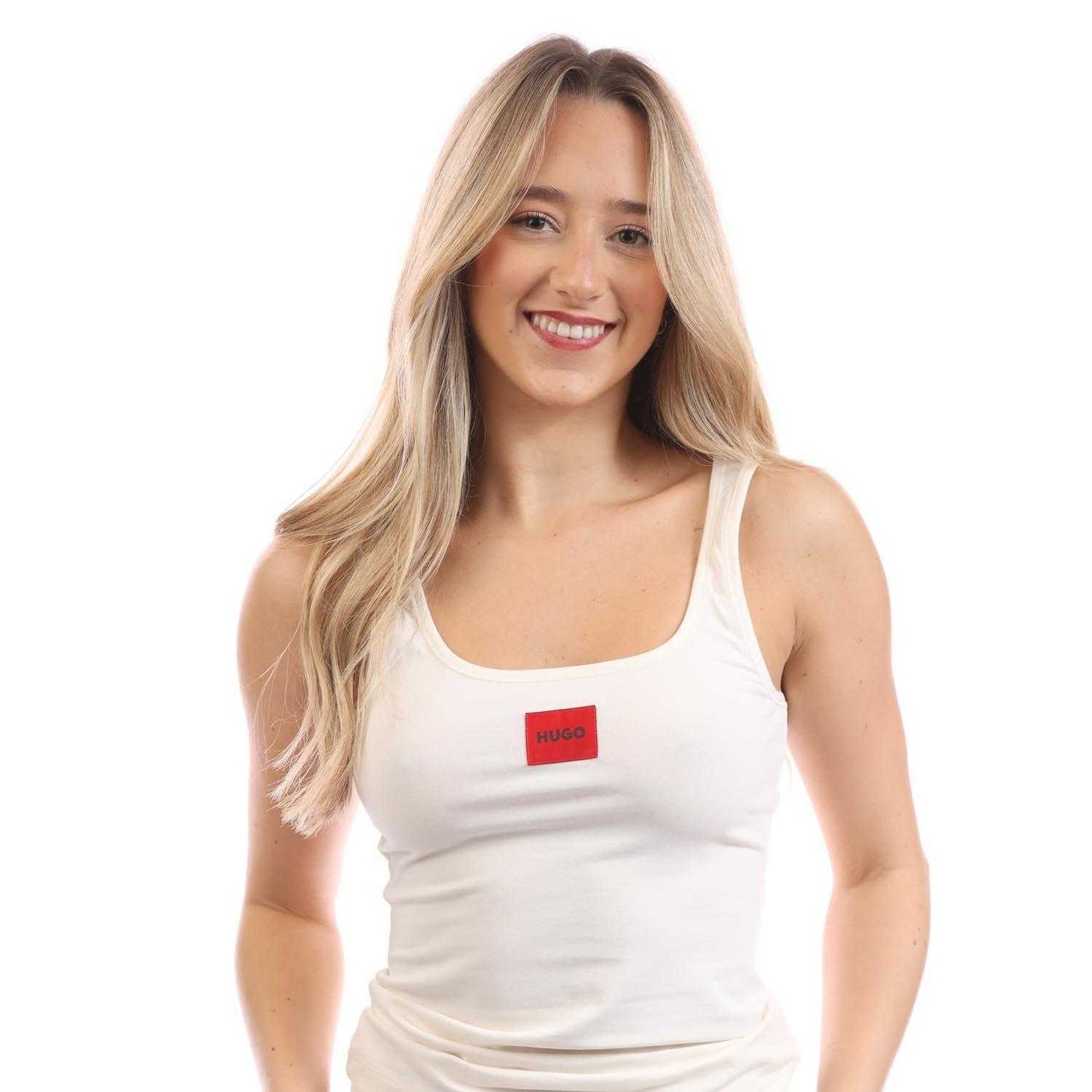 Natural - Side - Hugo Womens-Ladies Logo Tank Top