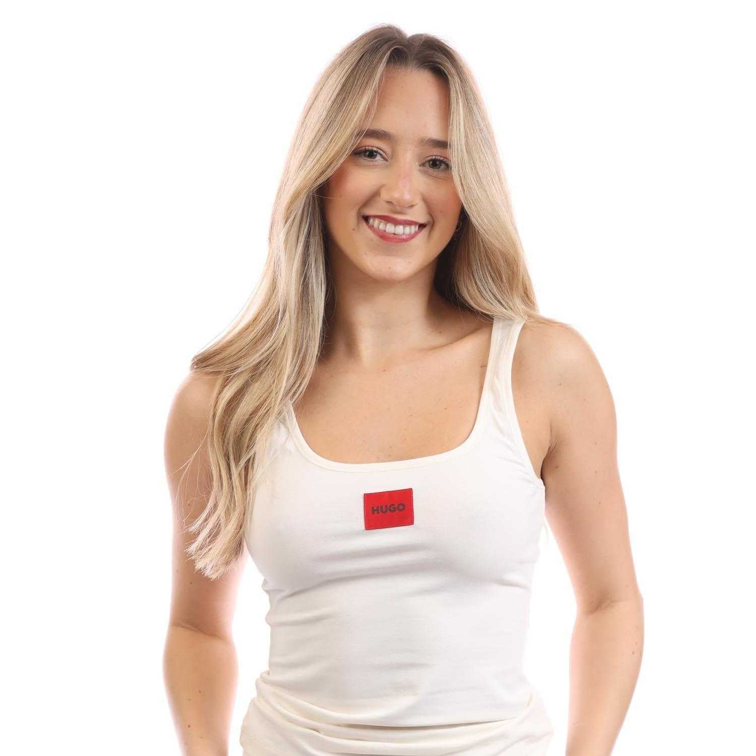 Natural - Side - Hugo Womens-Ladies Logo Tank Top