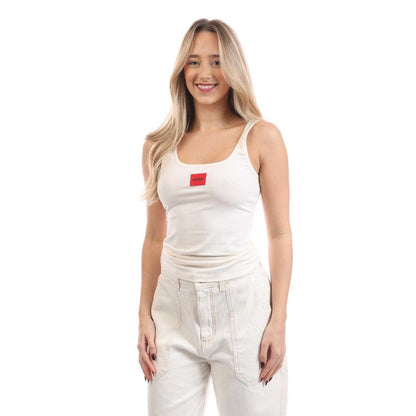 Natural - Pack Shot - Hugo Womens-Ladies Logo Tank Top
