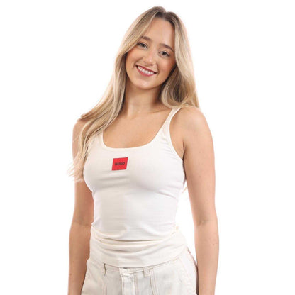 Natural - Front - Hugo Womens-Ladies Logo Tank Top