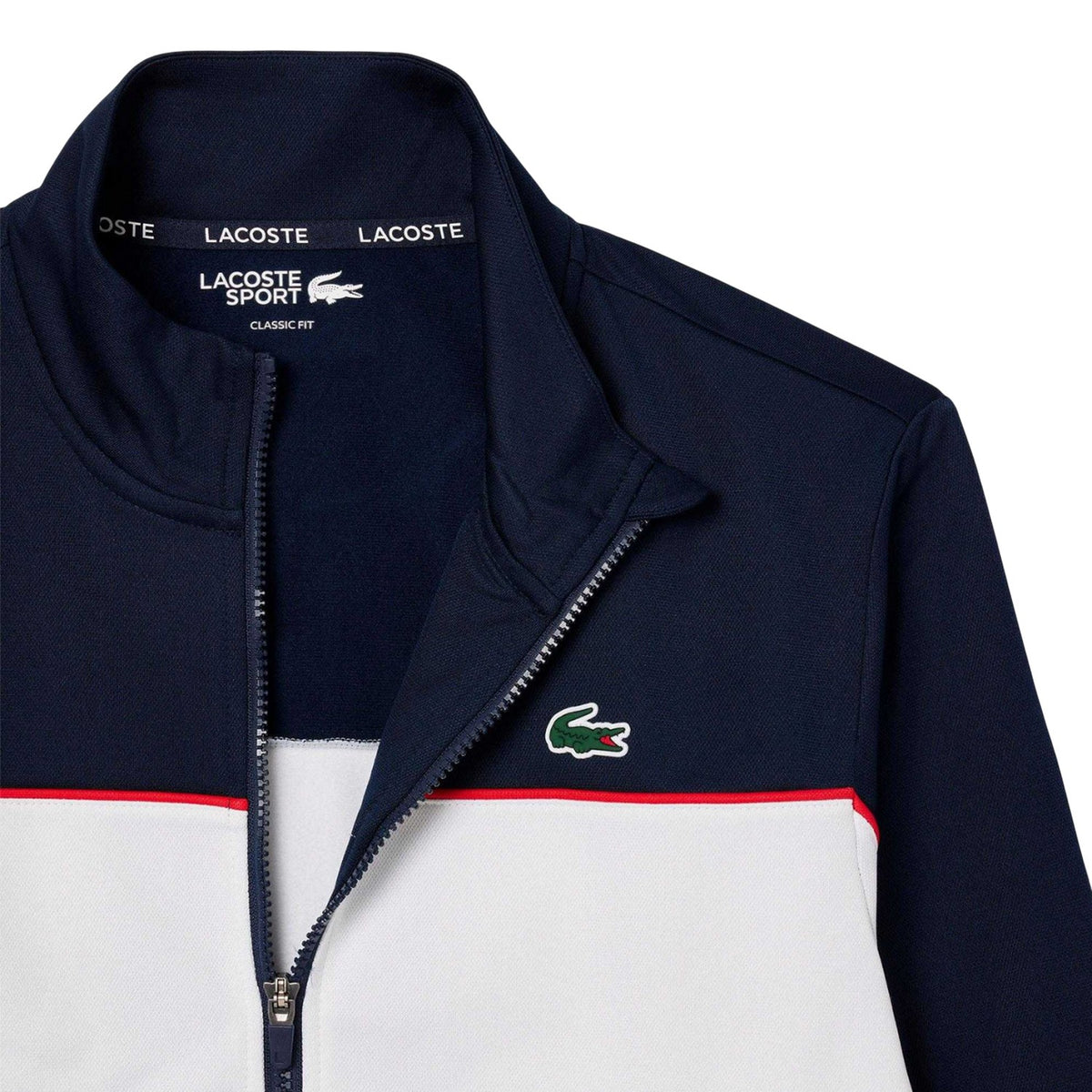 Navy Blue-White - Back - Lacoste Mens Logo Printed Zipped Tennis Jacket