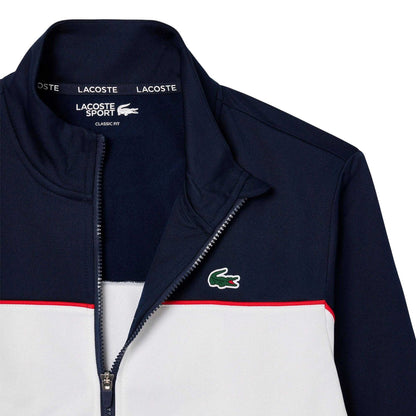 Navy Blue-White - Back - Lacoste Mens Logo Printed Zipped Tennis Jacket