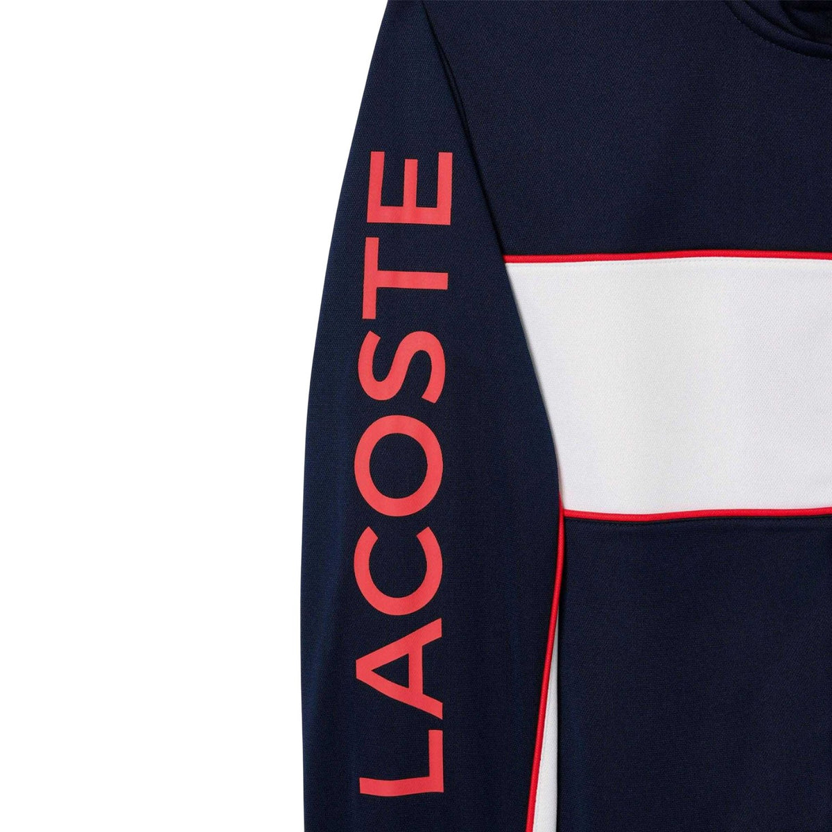 Navy Blue-White - Side - Lacoste Mens Logo Printed Zipped Tennis Jacket