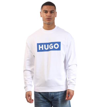White - Front - Hugo Mens Niero Logo Crew Neck Sweatshirt
