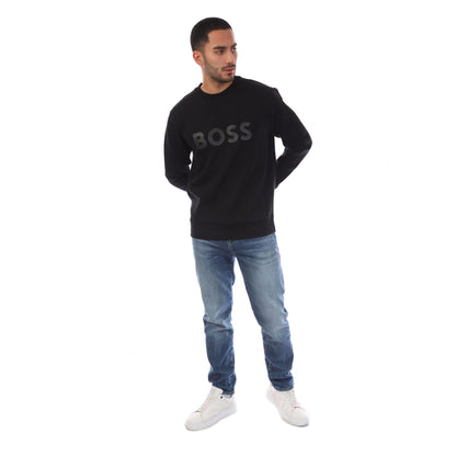 Black - Lifestyle - Boss Mens Salbo Logo Stretch Sweatshirt