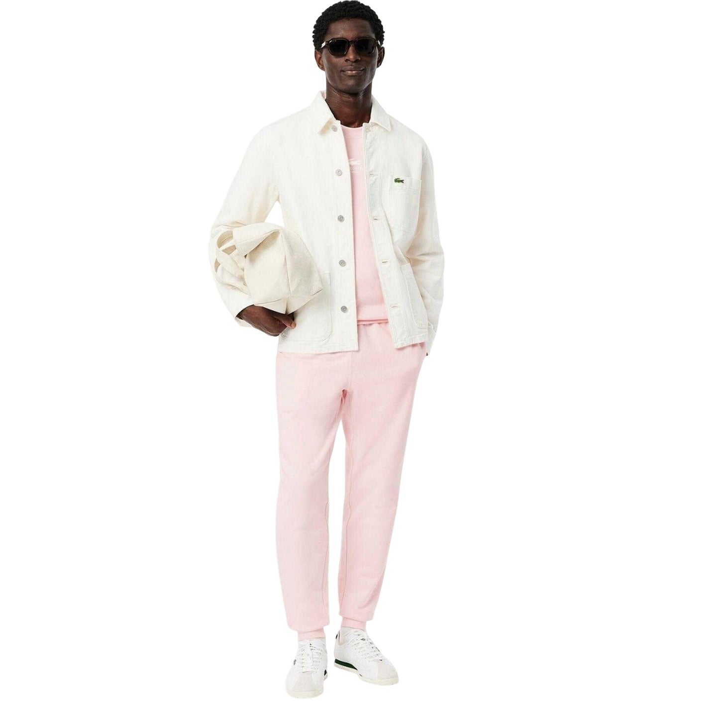 Pink - Side - Lacoste Unisex Adult Printed Fleece Sweatshirt