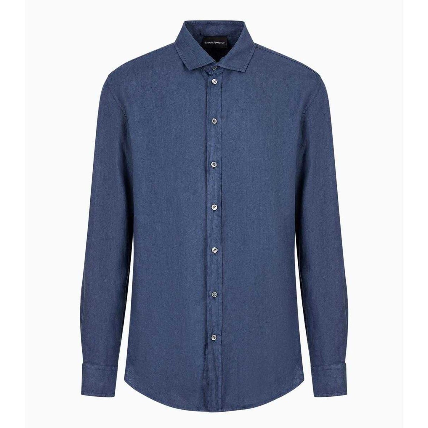 Blue - Front - Emporio Armani Mens Plain Cotton Shirt
