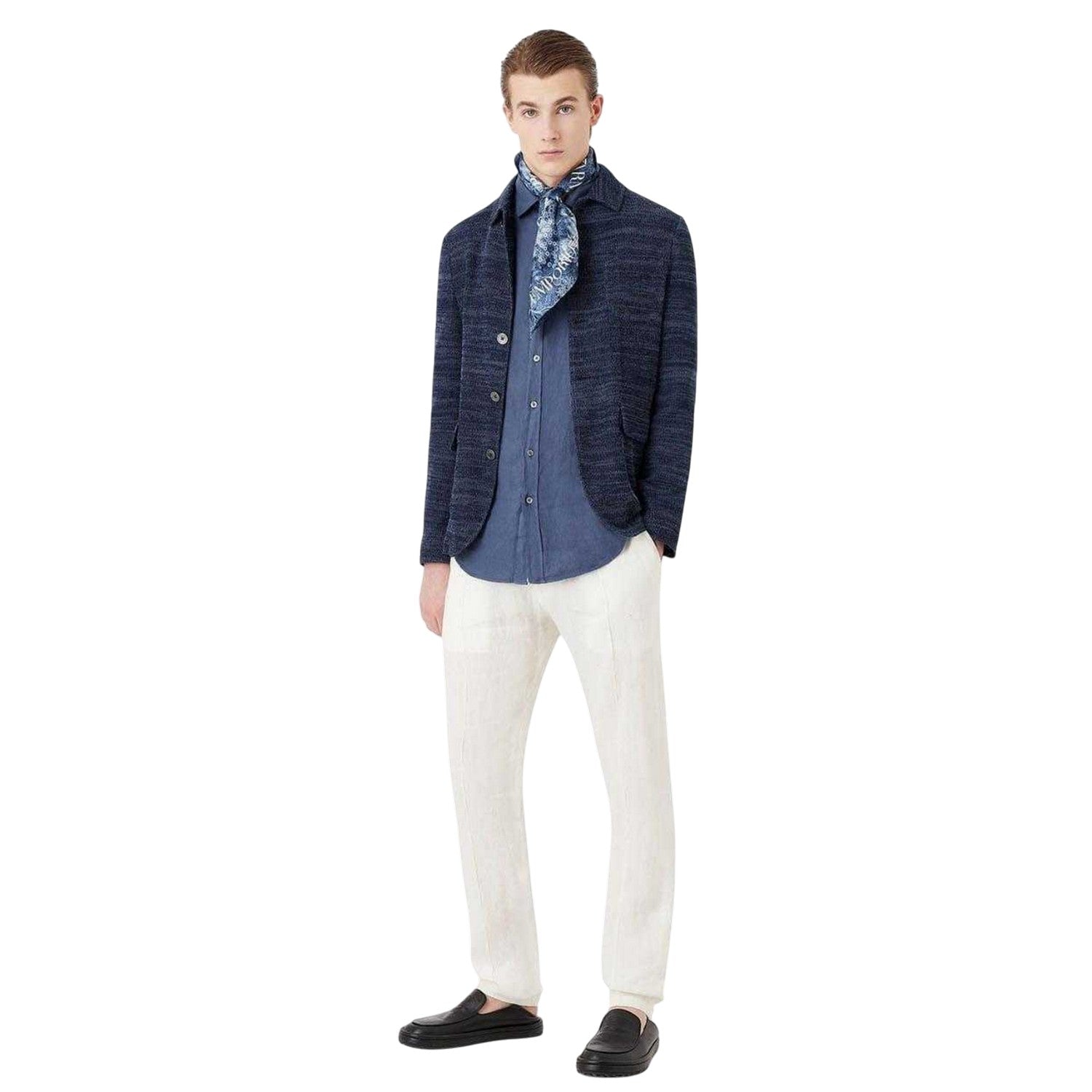 Blue - Pack Shot - Emporio Armani Mens Plain Cotton Shirt