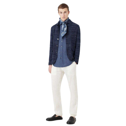 Blue - Pack Shot - Emporio Armani Mens Plain Cotton Shirt