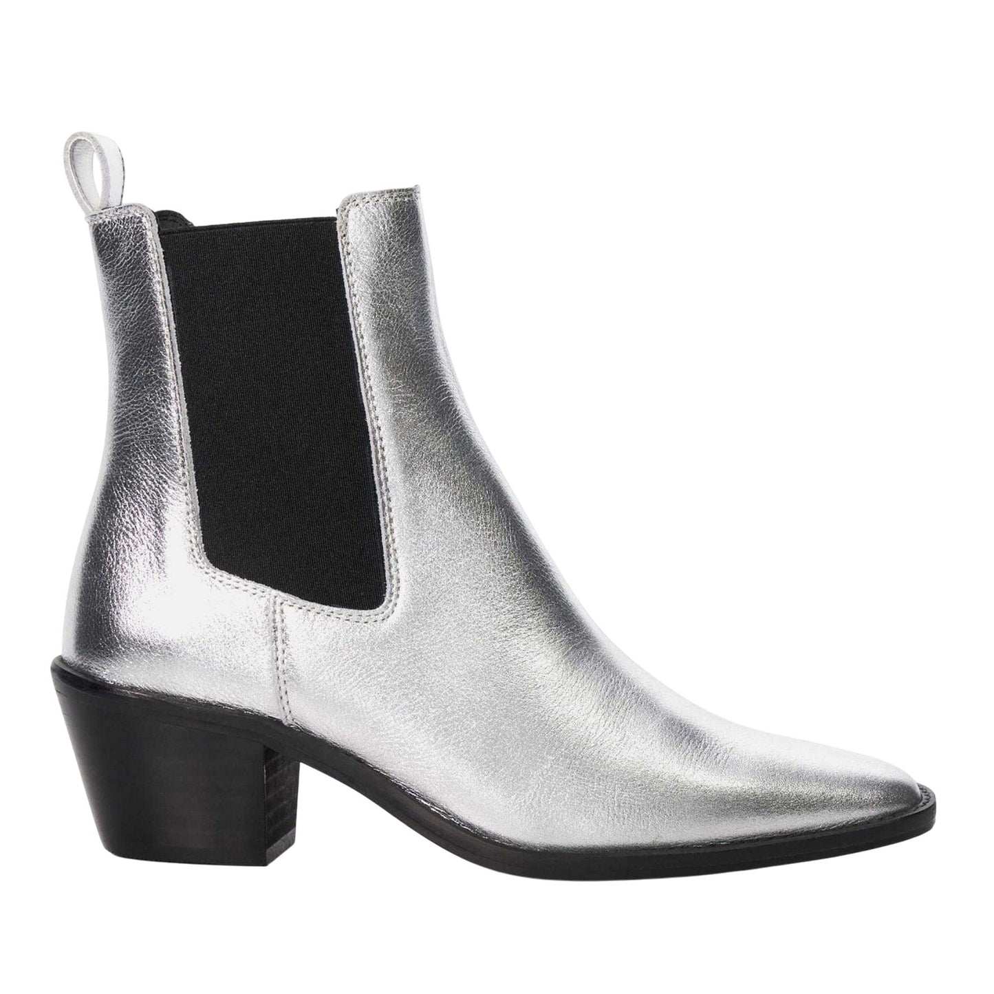 Silver - Side - Dune London Womens-Ladies Pexas Metallic Leather Chelsea Boots