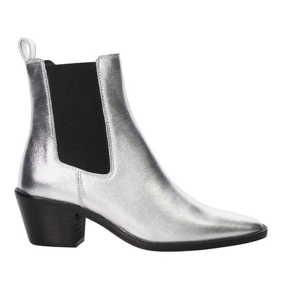 Silver - Side - Dune London Womens-Ladies Pexas Metallic Leather Chelsea Boots