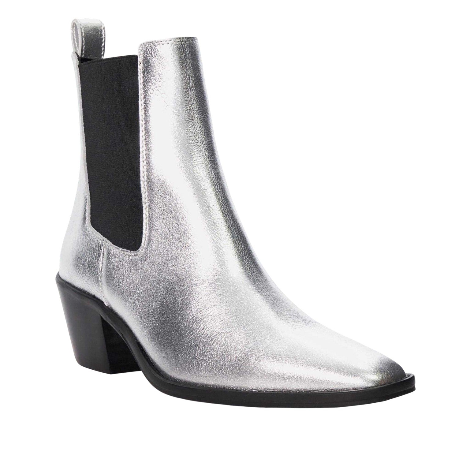Silver - Front - Dune London Womens-Ladies Pexas Metallic Leather Chelsea Boots