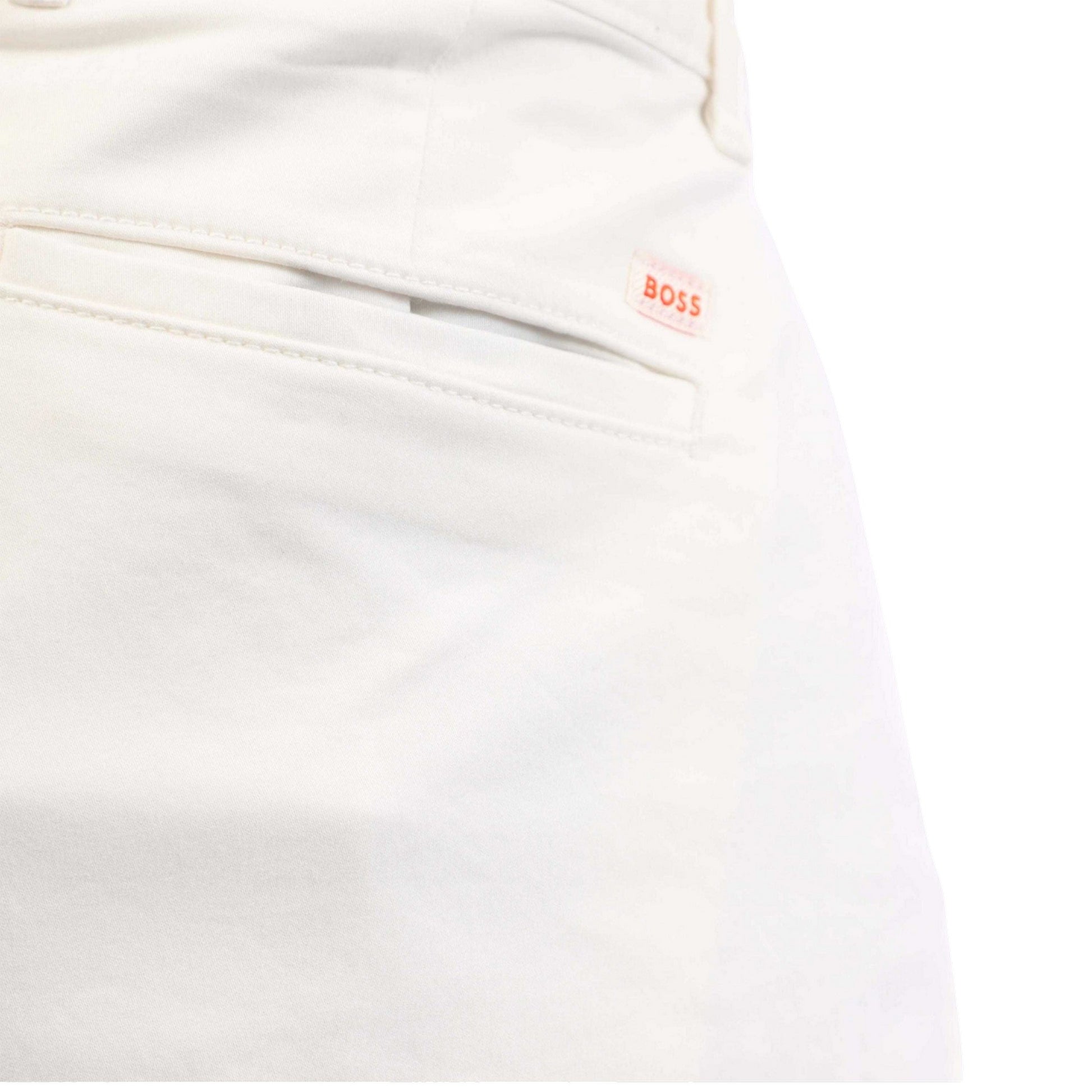 Natural - Side - Boss Mens Satin Stretch Slim Chinos